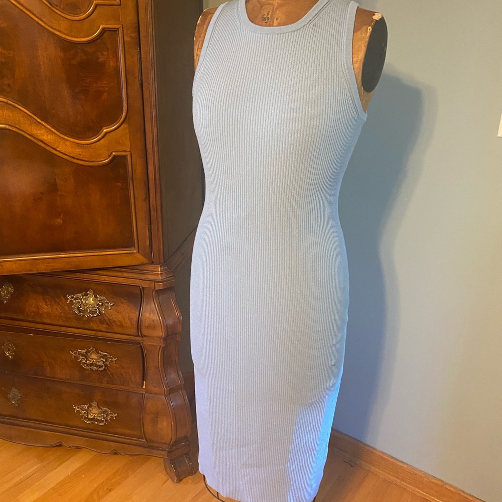 Express Baby Blue Ribbed Bodycon Dress with sweater Size L
